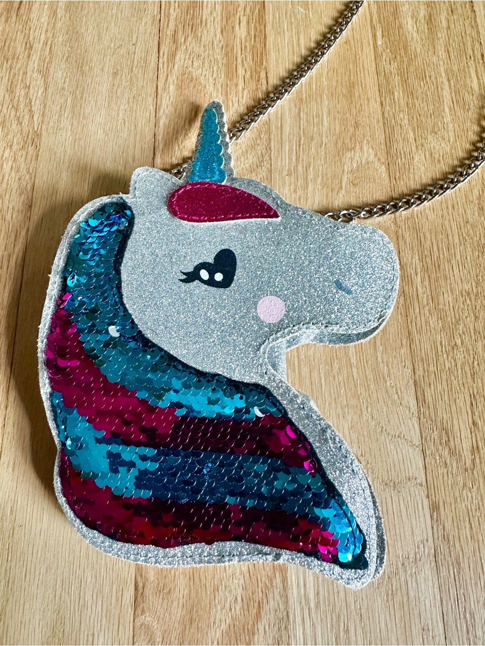 Capelli of New York Kids Unicorn Sequin Crossbody Bag - Silver, Teal & Magenta